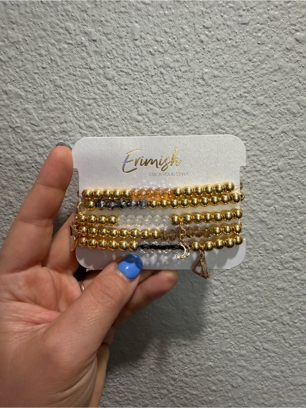Erimish Gold Beaded Stack Bracelet Set with Mixed Accent Beads